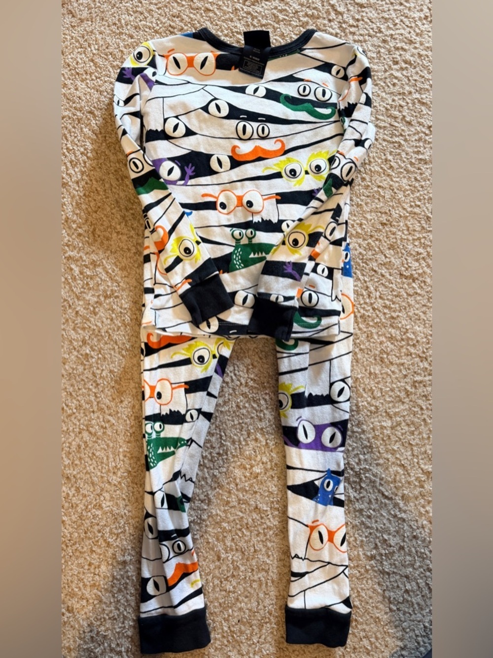 Kids Monster Face Pajama Set in Multi Colors
